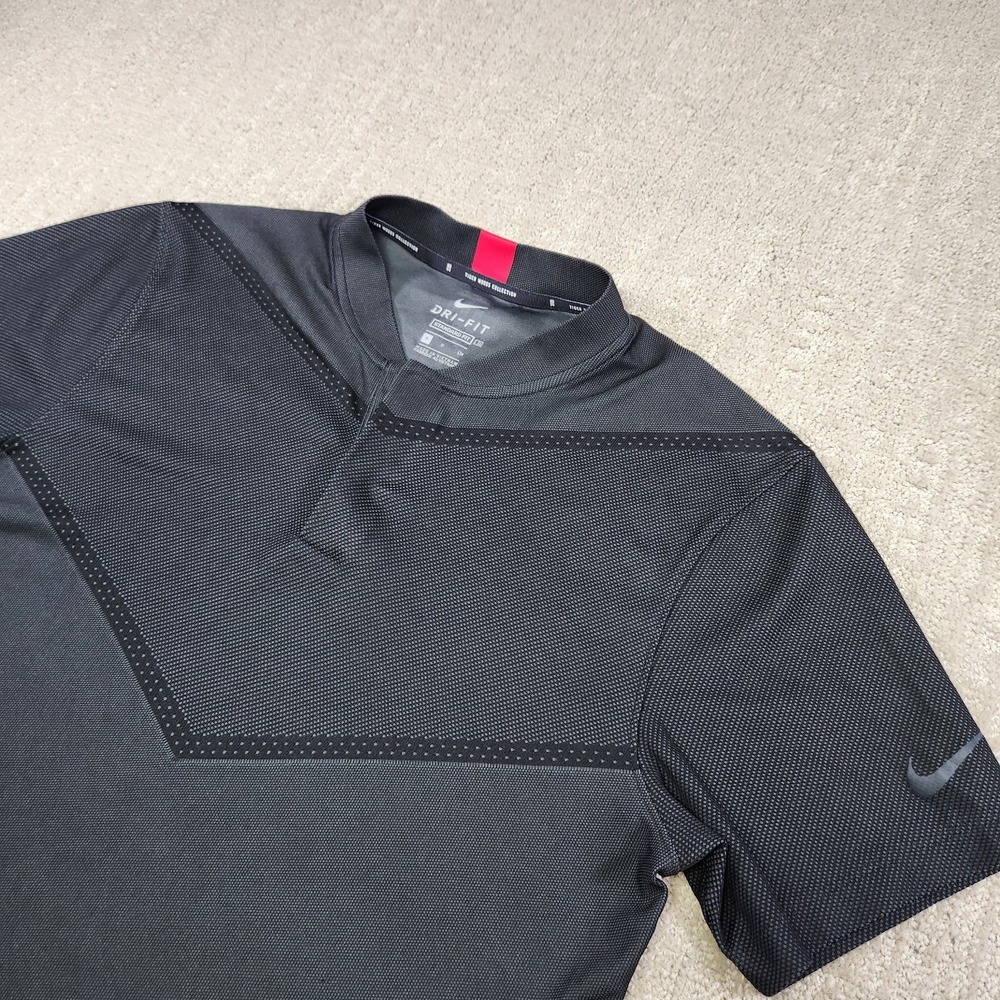 Nike Tiger Woods Blade Collar Polo Shirt Men Small Black Dri Fit Performance